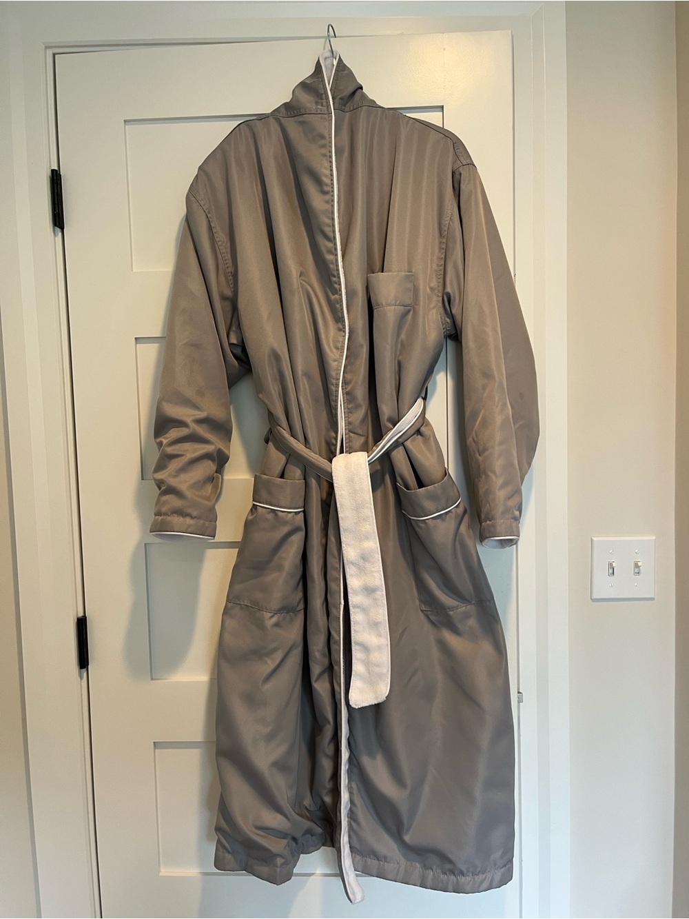 Women’s Taupe Brown Luxury Robe-Style Coat with Belt